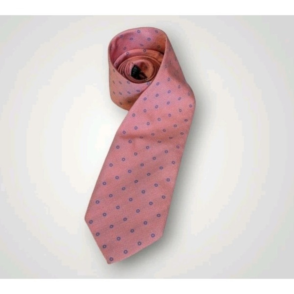 Thomas Pink Tie Silk Neck Polka Dots Blue Circles Textured Mens Necktie Morocco